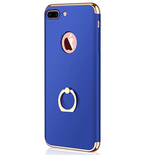 Luxury Metal Frame and Plastic Back Cover F04 for Apple iPhone 8 Plus Blue