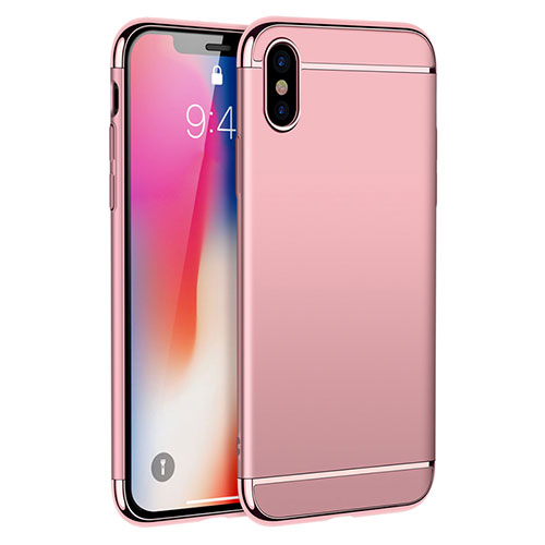 Luxury Metal Frame and Plastic Back Cover M01 for Apple iPhone X Rose Gold