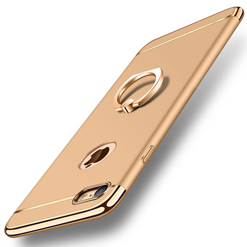 Luxury Metal Frame and Plastic Back Cover with Finger Ring Stand A01 for Apple iPhone 8 Gold