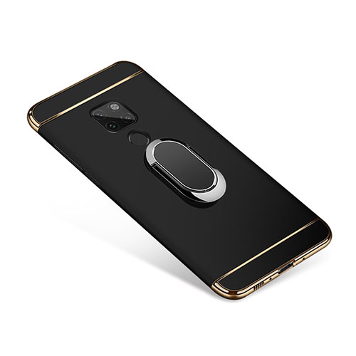Luxury Metal Frame and Plastic Back Cover with Finger Ring Stand A01 for Huawei Mate 20 Black