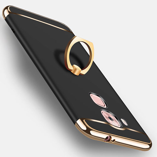 Luxury Metal Frame and Plastic Back Cover with Finger Ring Stand A01 for Huawei Nova Plus Black