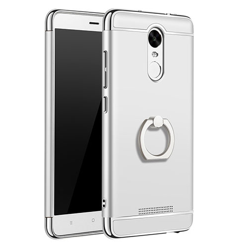 Luxury Metal Frame and Plastic Back Cover with Finger Ring Stand A01 for Xiaomi Redmi Note 3 Pro Silver