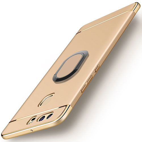 Luxury Metal Frame and Plastic Back Cover with Finger Ring Stand A02 for Huawei P9 Gold