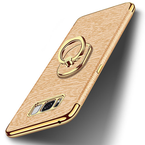 Luxury Metal Frame and Plastic Back Cover with Finger Ring Stand A02 for Samsung Galaxy S8 Gold