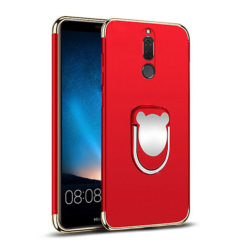 Luxury Metal Frame and Plastic Back Cover with Finger Ring Stand for Huawei G10 Red