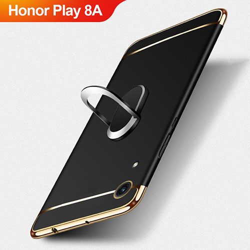 Luxury Metal Frame and Plastic Back Cover with Finger Ring Stand for Huawei Honor Play 8A Black