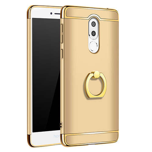 Luxury Metal Frame and Plastic Back Cover with Finger Ring Stand for Huawei Mate 9 Lite Gold