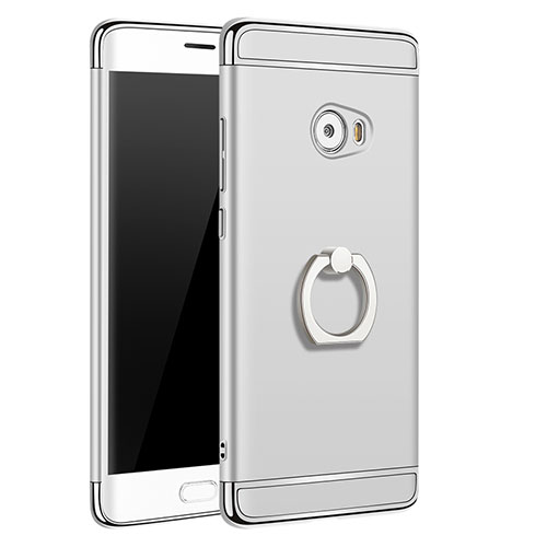 Luxury Metal Frame and Plastic Back Cover with Finger Ring Stand for Xiaomi Mi Note 2 Special Edition Silver