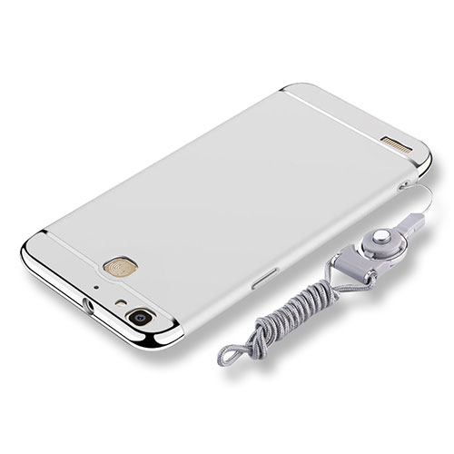 Luxury Metal Frame and Plastic Back Cover with Lanyard for Huawei Enjoy 5S Silver