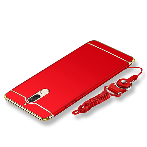 Luxury Metal Frame and Plastic Back Cover with Lanyard for Huawei Maimang 6 Red