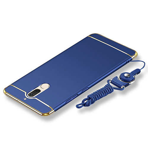 Luxury Metal Frame and Plastic Back Cover with Lanyard for Huawei Nova 2i Blue