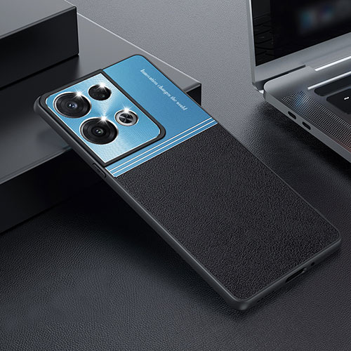 Luxury Metal Frame and Silicone Back Cover Case for Oppo Reno8 5G Blue