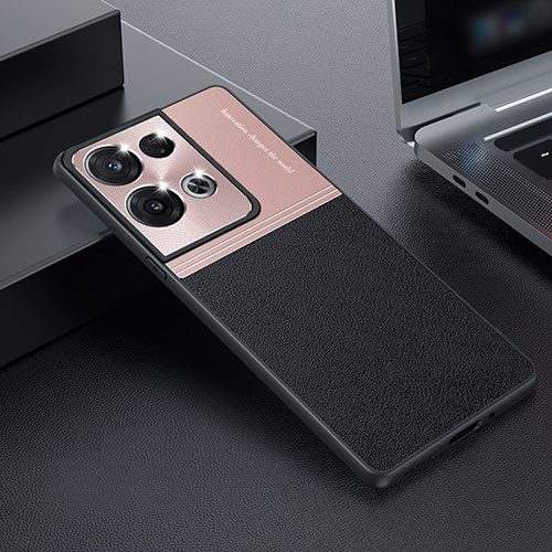 Luxury Metal Frame and Silicone Back Cover Case for Oppo Reno8 Pro 5G Rose Gold