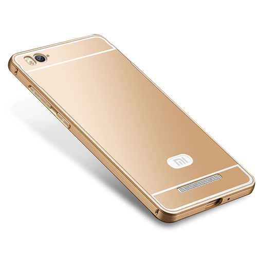 Luxury Metal Frame and Silicone Back Cover Case M01 for Xiaomi Mi 4i Gold