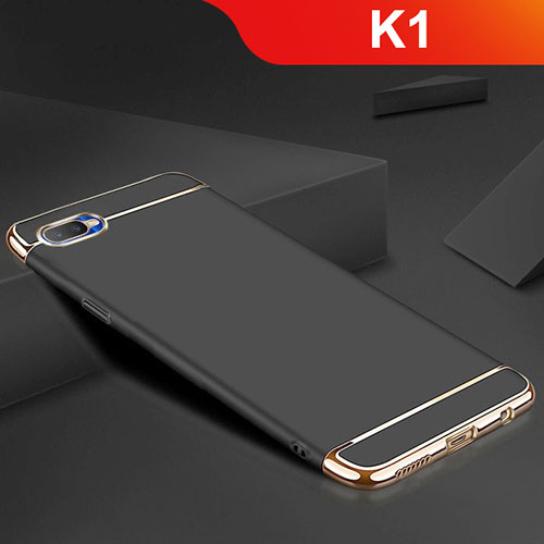 Luxury Metal Frame and Silicone Back Cover Case M02 for Oppo K1 Black