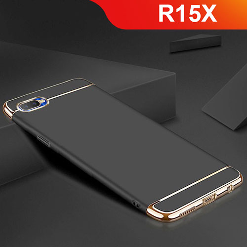Luxury Metal Frame and Silicone Back Cover Case M02 for Oppo R15X Black