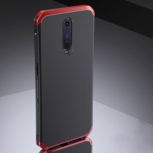 Luxury Metal Frame and Silicone Back Cover Case M02 for Oppo RX17 Pro Red and Black