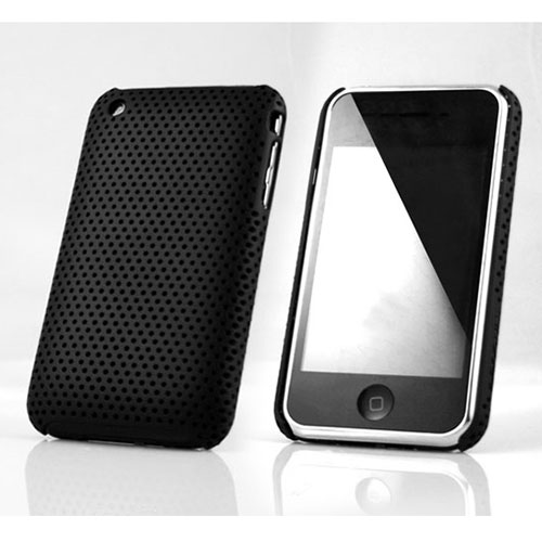 Mesh Hole Hard Rigid Case Back Cover for Apple iPhone 3G 3GS Black