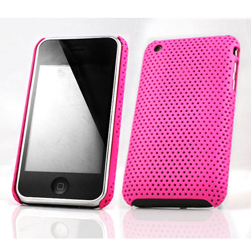 Mesh Hole Hard Rigid Cover for Apple iPhone 3G 3GS Hot Pink