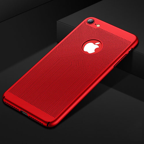 Mesh Hole Hard Rigid Snap On Case Cover for Apple iPhone SE (2020) Red