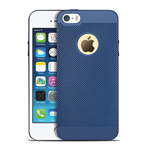 Mesh Hole Hard Rigid Snap On Case Cover for Apple iPhone SE Blue