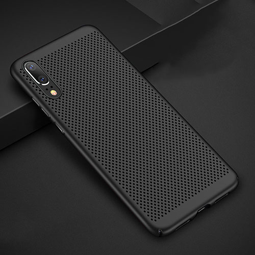 Mesh Hole Hard Rigid Snap On Case Cover for Huawei P20 Black