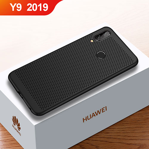 Mesh Hole Hard Rigid Snap On Case Cover for Huawei Y9 (2019) Black