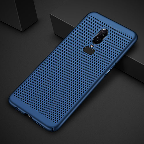 Mesh Hole Hard Rigid Snap On Case Cover for OnePlus 6T Blue