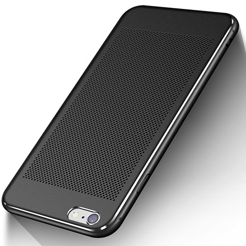 Mesh Hole Hard Rigid Snap On Case Cover W01 for Apple iPhone 6 Plus Black