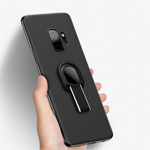 Mesh Hole Hard Rigid Snap On Case Cover with Finger Ring Stand for Samsung Galaxy S9 Black