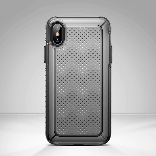 Mesh Hole Silicone and Plastic Case Back Cover for Apple iPhone X Black