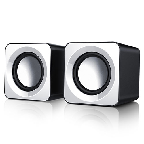 Mini Speaker Wired Portable Stereo Super Bass Loudspeaker W04 White