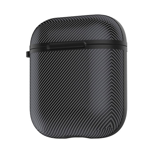 Protective Silicone Case Skin for Apple Airpods Charging Box with Keychain C09 Black