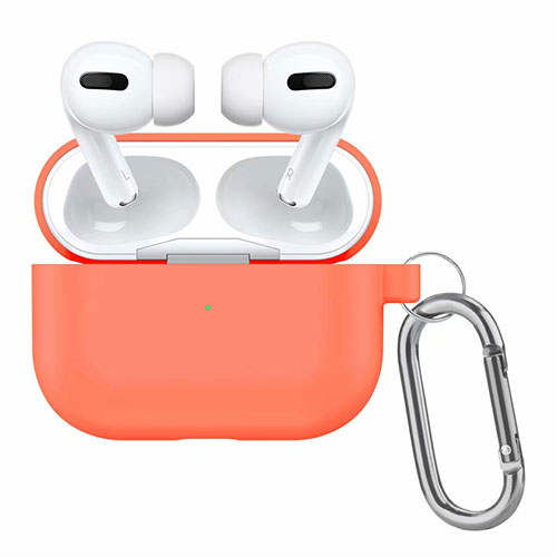 Protective Silicone Case Skin for OnePlus AirPods Pro Charging Box with Keychain Orange