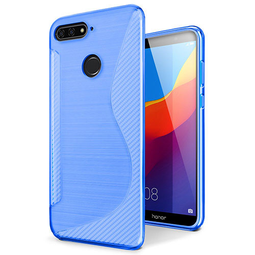 S-Line Transparent Gel Soft Case Cover for Huawei Honor 7A Blue