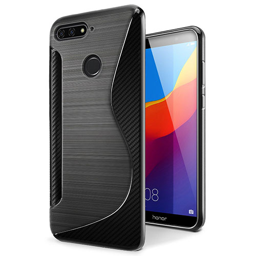 S-Line Transparent Gel Soft Case Cover for Huawei Y6 (2018) Black