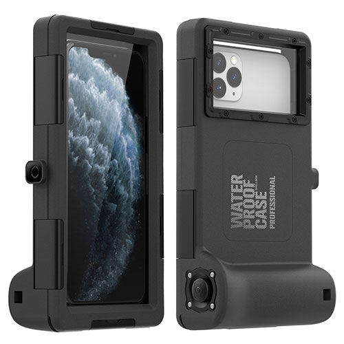 Silicone and Plastic Waterproof Case 360 Degrees Underwater Shell Cover for Apple iPhone 11 Pro Max Black