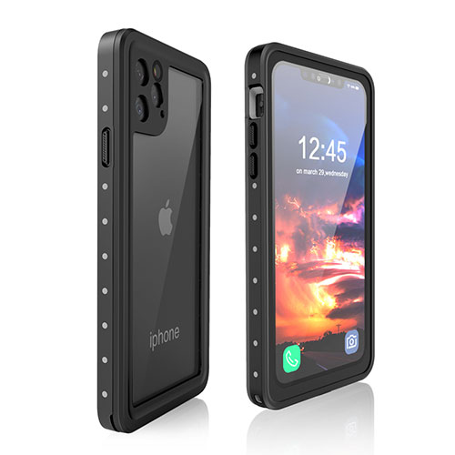 Silicone and Plastic Waterproof Cover Case 360 Degrees Underwater Shell for Apple iPhone 11 Pro Black