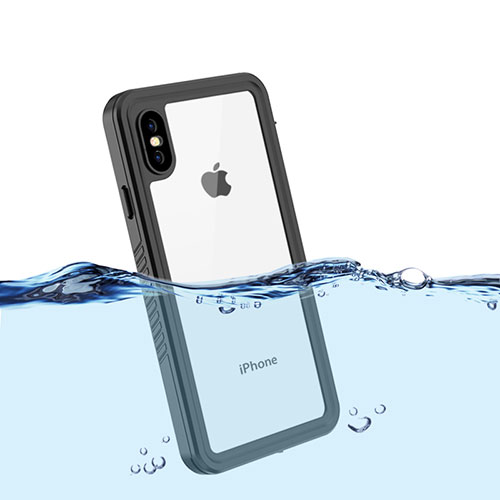 Silicone and Plastic Waterproof Cover Case 360 Degrees Underwater Shell for Apple iPhone Xs Max Black