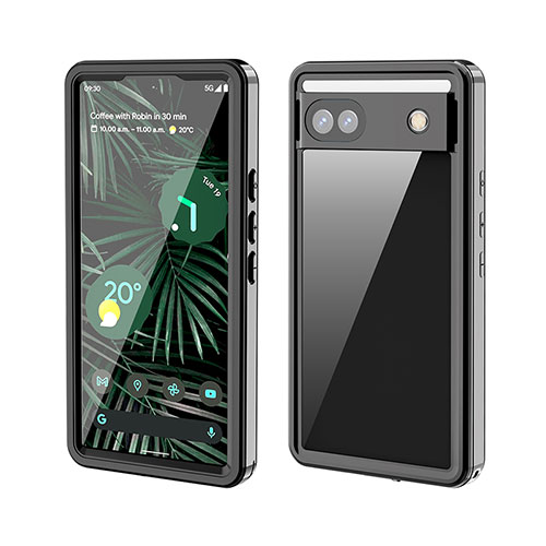 Silicone and Plastic Waterproof Cover Case 360 Degrees Underwater Shell for Google Pixel 6a 5G Black