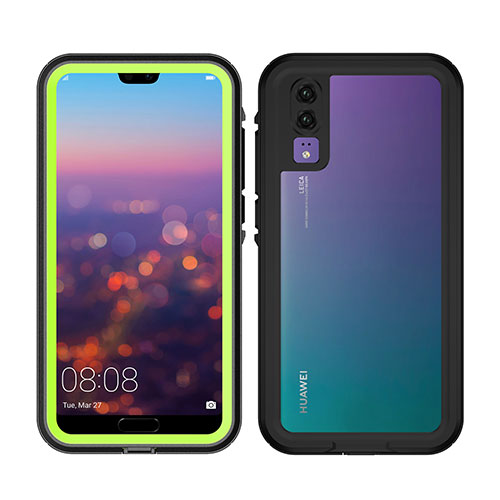 Silicone and Plastic Waterproof Cover Case 360 Degrees Underwater Shell for Huawei P20 Green