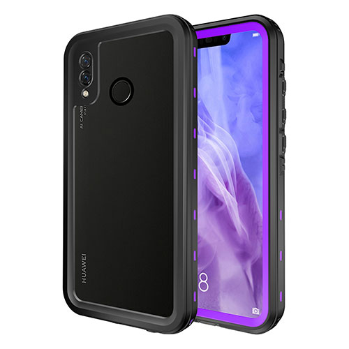 Silicone and Plastic Waterproof Cover Case 360 Degrees Underwater Shell for Huawei P20 Lite Purple