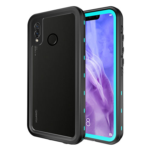 Silicone and Plastic Waterproof Cover Case 360 Degrees Underwater Shell for Huawei P20 Lite Sky Blue