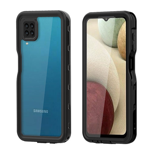 Silicone and Plastic Waterproof Cover Case 360 Degrees Underwater Shell for Samsung Galaxy A12 Black