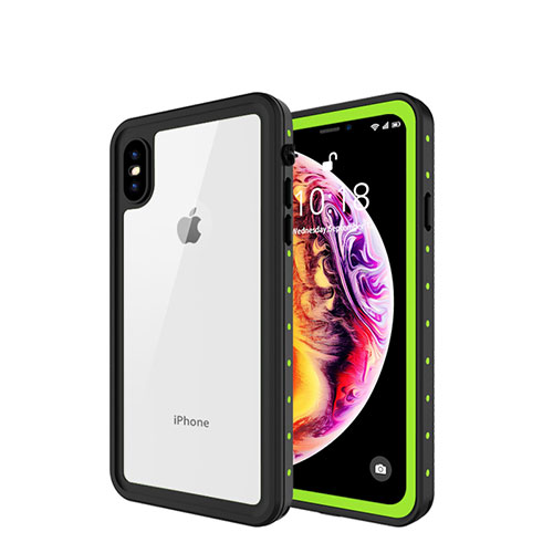Silicone and Plastic Waterproof Cover Case 360 Degrees Underwater Shell W01 for Apple iPhone X Green