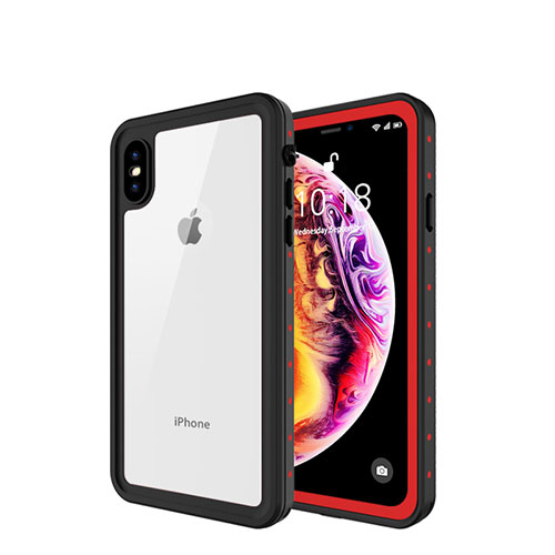 Silicone and Plastic Waterproof Cover Case 360 Degrees Underwater Shell W01 for Apple iPhone Xs Red