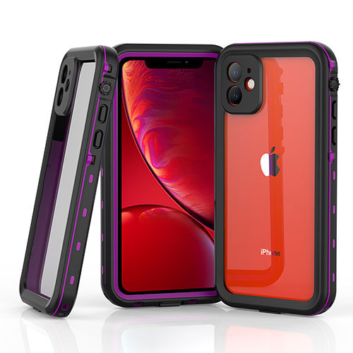 Silicone and Plastic Waterproof Cover Case 360 Degrees Underwater Shell W03 for Apple iPhone 11 Purple