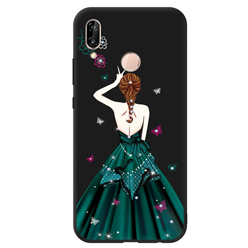 Silicone Candy Rubber Dress Party Girl Soft Case Cover for Huawei Nova 3e Green