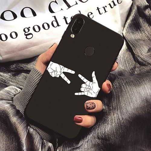 Silicone Candy Rubber Fashionable Pattern Soft Case Cover for Huawei Nova 3e Black