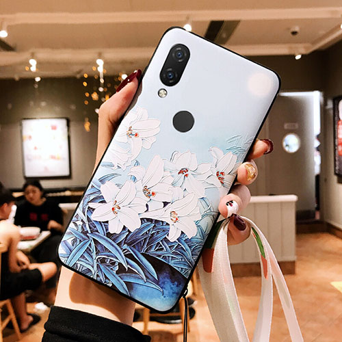 Silicone Candy Rubber Flowers Soft Case for Huawei Nova 3e White